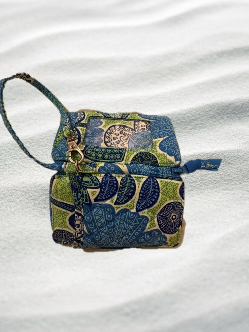 Vera Bradley Blue & Green Quilted Floral Wristlet
